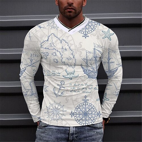 Men's Unisex T shirt Tee 3D Print Map Graphic Prints V Neck Daily Sports Print Long Sleeve Tops Designer Lightweight Casual Breathable Blue
Men's Unisex T shirt Tee 3D Print Map Graphic Prints V Neck Daily Sports Print Long Sleeve Tops Designer Lightweight Casual Breathable Blue