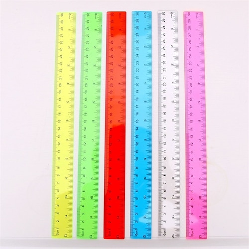 

Color Transparent Ruler Plastic Rulers - Ruler 12 inch, Kids Ruler for School, Ruler with Centimeters, Millimeter and Inches, Assorted Colors, Clear Rulers, 6 Pack School Rulers