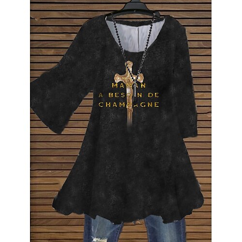 Women's Plus Size Curve Tops Blouse Shirt Letter Print 3/4 Length Sleeve Crewneck Streetwear Daily Holiday Cotton Spandex Jersey Fall Spring Green Black
Women's Plus Size Curve Tops Blouse Shirt Letter Print 3/4 Length Sleeve Crewneck Streetwear Daily Holiday Cotton Spandex Jersey Fall Spring Green Black