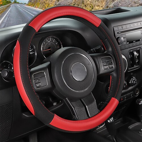

StarFire Car Steering Wheel Cover Breathable Anti Slip PU Leather Steering Covers Suitable 38CM Auto Decoration Carbon Fiber