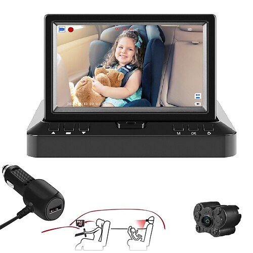 

Baby Car Mirror, Baby Car Camera Monitor with 4.3'' HD Night Vision Display and The Car Seat Camera for Baby Rear Facing with Wide Clear View to Easily Observe The Baby's Move While Driving