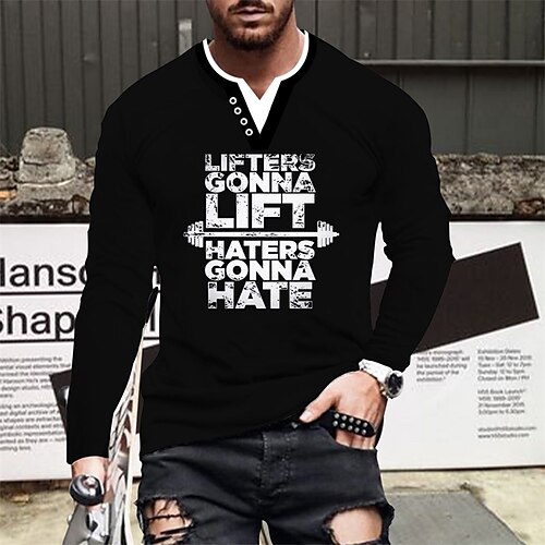 Men's T shirt Tee Hot Stamping Graphic Letter V Neck Street Daily Button-Down Print Long Sleeve Tops Designer Casual Fashion Comfortable Black
Men's T shirt Tee Hot Stamping Graphic Letter V Neck Street Daily Button-Down Print Long Sleeve Tops Designer Casual Fashion Comfortable Black