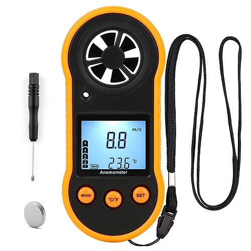 

Digital Wind Speed Meter Anemometer Handhled Wind Gauges Air Flow Velocity Meter for Measuring Wind Chill Temperature Speed, Wind Meter Thermometer Gauge for Shooting Windsurfing Fishing Hunting