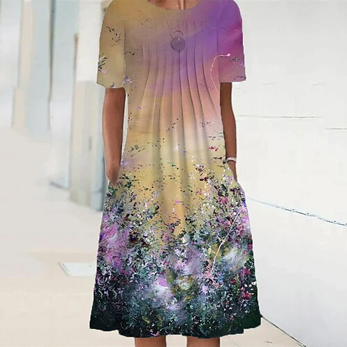 Women's Casual Dress Shift Dress Knee Length Dress Rainbow Short Sleeve Floral Pocket Print Spring Summer Crew Neck Casual Vacation 2022 S M L XL XXL 3XL
Women's Casual Dress Shift Dress Knee Length Dress Rainbow Short Sleeve Floral Pocket Print Spring Summer Crew Neck Casual Vacation 2022 S M L XL XXL 3XL