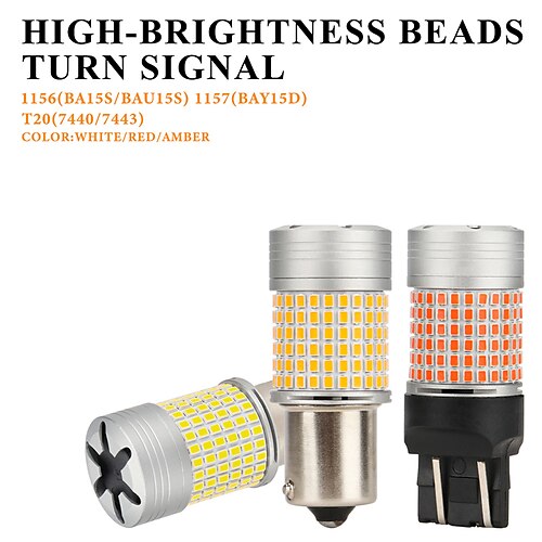 

2PCS 1156 BA15S P21W BAU15S PY21W 7440 W21W P21/5W 1157 BAY15D 7443 3157 LED Bulbs 144smd CanBus Lamp Reverse Turn Signal Light
