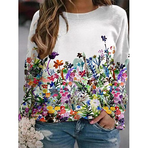Women's Plus Size Tops Pullover Sweatshirt Floral Graphic Print Long Sleeve Round Neck Basic Streetwear Daily Vacation Cotton Fall Winter White Black
Women's Plus Size Tops Pullover Sweatshirt Floral Graphic Print Long Sleeve Round Neck Basic Streetwear Daily Vacation Cotton Fall Winter White Black