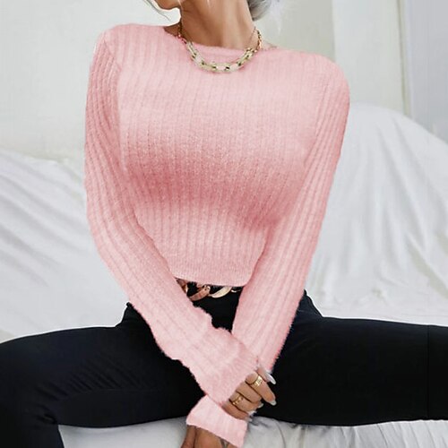 Women's Pullover Sweater Jumper Ribbed Knit Knitted Pure Color Crew Neck Stylish Casual Daily Holiday Fall Winter Black Blue S M L / Long Sleeve
Women's Pullover Sweater Jumper Ribbed Knit Knitted Pure Color Crew Neck Stylish Casual Daily Holiday Fall Winter Black Blue S M L / Long Sleeve