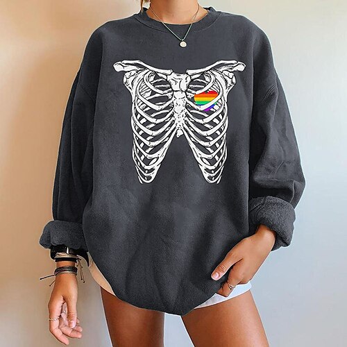 Women's Sweatshirt Pullover Skull Skeleton Pocket Print Halloween Weekend 3D Print Active Streetwear Clothing Apparel Hoodies Sweatshirts Loose Fit Black Gray
Women's Sweatshirt Pullover Skull Skeleton Pocket Print Halloween Weekend 3D Print Active Streetwear Clothing Apparel Hoodies Sweatshirts Loose Fit Black Gray