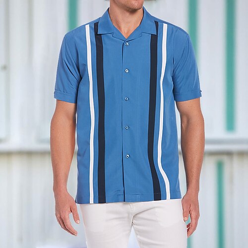 Men's Shirt Striped Turndown Blue Short Sleeve Daily Holiday Button-Down Tops Simple Casual Comfortable / Summer / Summer
Men's Shirt Striped Turndown Blue Short Sleeve Daily Holiday Button-Down Tops Simple Casual Comfortable / Summer / Summer