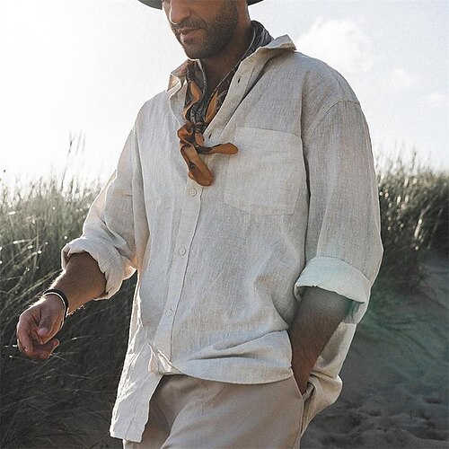 Men's Shirt Linen Shirt Solid Color Turndown White Street Daily Long Sleeve Button-Down Clothing Apparel Fashion Casual Comfortable Big and Tall / Summer / Summer / Sports
Men's Shirt Linen Shirt Solid Color Turndown White Street Daily Long Sleeve Button-Down Clothing Apparel Fashion Casual Comfortable Big and Tall / Summer / Summer / Sports