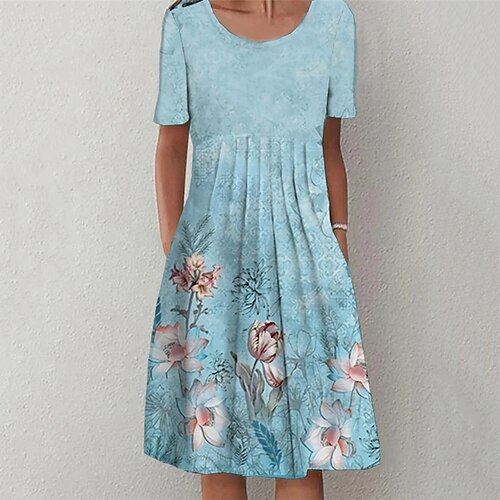 Women's Casual Dress Shift Dress Knee Length Dress Blue Short Sleeve Floral Ruched Pocket Print Spring Summer Crew Neck Casual Vacation Slim 2022 S M L XL XXL 3XL
Women's Casual Dress Shift Dress Knee Length Dress Blue Short Sleeve Floral Ruched Pocket Print Spring Summer Crew Neck Casual Vacation Slim 2022 S M L XL XXL 3XL