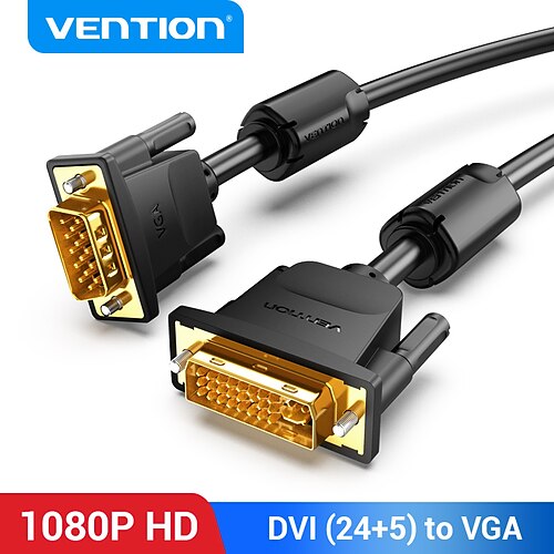 

Vention DVI 245 Adapter Cable, DVI 245 to VGA Adapter Cable Male - Male 1080P 1.5m(5Ft) / 1.0m(3Ft)