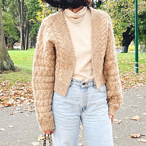 Women's Cardigan Sweater Jumper Cable Knit Knitted Pure Color Cowl Stylish Casual Daily Holiday Fall Winter Khaki S M L / Long Sleeve
Women's Cardigan Sweater Jumper Cable Knit Knitted Pure Color Cowl Stylish Casual Daily Holiday Fall Winter Khaki S M L / Long Sleeve