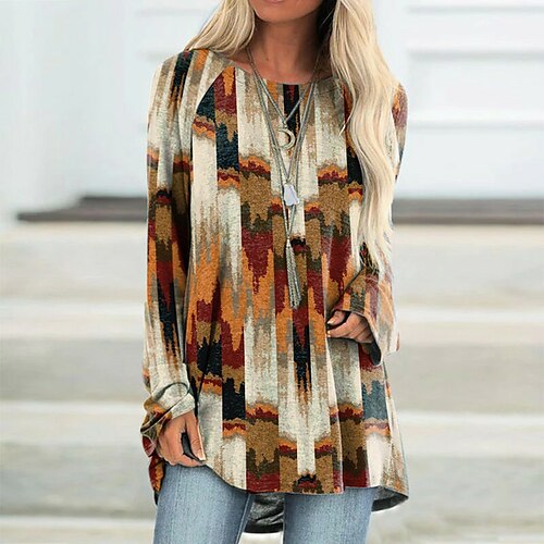 Women's T Shirt Dress Tee Dress Shift Dress Knee Length Dress Yellow Long Sleeve Geometric Print Fall Winter Crew Neck Casual Vacation 2022 S M L XL XXL 3XL / Casual Dress
Women's T Shirt Dress Tee Dress Shift Dress Knee Length Dress Yellow Long Sleeve Geometric Print Fall Winter Crew Neck Casual Vacation 2022 S M L XL XXL 3XL / Casual Dress