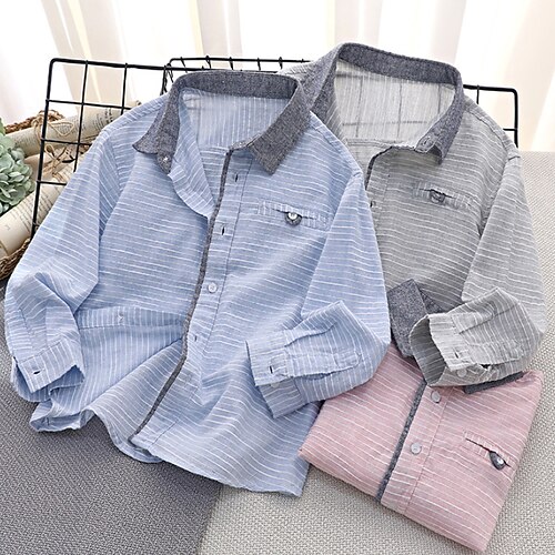 Kids Boys Shirt Long Sleeve Stripe Button Gray Pink Light Blue Children Tops Fall Spring Cool Daily Daily 3-12 Years 
Kids Boys Shirt Long Sleeve Stripe Button Gray Pink Light Blue Children Tops Fall Spring Cool Daily Daily 3-12 Years