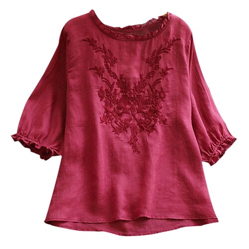 Women's Plus Size Tops Blouse Shirt Plain Embroidered Half Sleeve Round Neck Basic Streetwear Daily Going out Cotton Fall Winter White Pink
Women's Plus Size Tops Blouse Shirt Plain Embroidered Half Sleeve Round Neck Basic Streetwear Daily Going out Cotton Fall Winter White Pink
