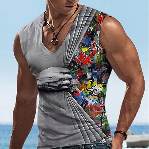 Men's Unisex Undershirt Graphic Prints Hand V Neck Gray 3D Print Outdoor Street Sleeveless Print Clothing Apparel Sports Casual Classic Big and Tall / Summer / Summer
Men's Unisex Undershirt Graphic Prints Hand V Neck Gray 3D Print Outdoor Street Sleeveless Print Clothing Apparel Sports Casual Classic Big and Tall / Summer / Summer