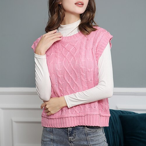 Women's Sweater Vest Jumper Cable Knit Knitted Solid Color Crew Neck Stylish Casual Daily Date Fall Winter Gray Purple S M L / Sleeveless
Women's Sweater Vest Jumper Cable Knit Knitted Solid Color Crew Neck Stylish Casual Daily Date Fall Winter Gray Purple S M L / Sleeveless