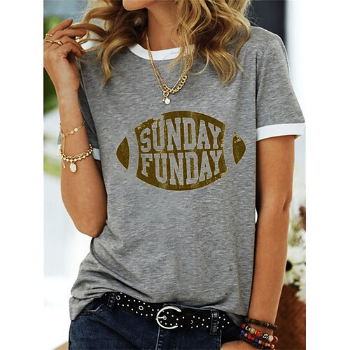 Women's T shirt Tee Football Is My Favorite Season Casual Weekend Painting T shirt Tee Short Sleeve Print Round Neck Basic Green Blue Gray S
Women's T shirt Tee Football Is My Favorite Season Casual Weekend Painting T shirt Tee Short Sleeve Print Round Neck Basic Green Blue Gray S