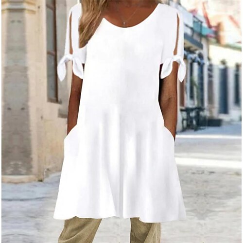 Women's T shirt Tee White Plain Pocket Cut Out Short Sleeve Casual Weekend Basic Round Neck Long S
Women's T shirt Tee White Plain Pocket Cut Out Short Sleeve Casual Weekend Basic Round Neck Long S