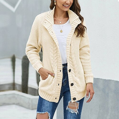 Women's Cardigan Sweater Jumper Crochet Knit Pocket Knitted Solid Color Hooded Stylish Casual Daily Going out Fall Winter Black Khaki S M L / Long Sleeve
Women's Cardigan Sweater Jumper Crochet Knit Pocket Knitted Solid Color Hooded Stylish Casual Daily Going out Fall Winter Black Khaki S M L / Long Sleeve