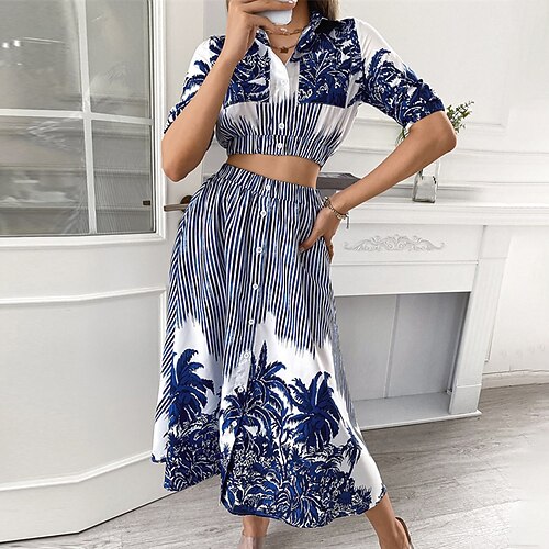 Women's Shirt Dress Two Piece Dress Midi Dress Green White Blue Pink Dark Blue Orange Half Sleeve Floral Striped Pocket Button Print Fall Spring Shirt Collar Casual Mature Loose 2022 S M L XL XXL 3XL
Women's Shirt Dress Two Piece Dress Midi Dress Green White Blue Pink Dark Blue Orange Half Sleeve Floral Striped Pocket Button Print Fall Spring Shirt Collar Casual Mature Loose 2022 S M L XL XXL 3XL