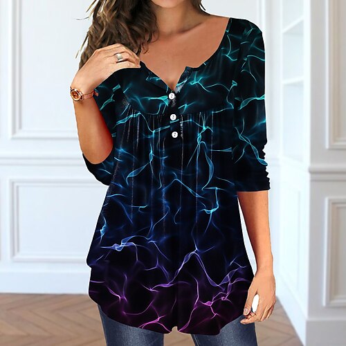 Women's T shirt Tee Graphic Casual Weekend Painting T shirt Tee Long Sleeve Flowing tunic Button Print V Neck Basic Black S / 3D Print
Women's T shirt Tee Graphic Casual Weekend Painting T shirt Tee Long Sleeve Flowing tunic Button Print V Neck Basic Black S / 3D Print