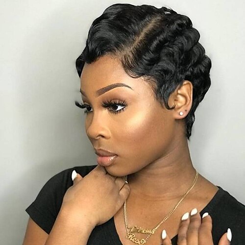 Pixie Cut side part Wig Short Bob Wave Human Hair Wigs Cheap 13X4x1 Transparent Lace Finger Wave Lace Front Wig For Women
Pixie Cut side part Wig Short Bob Wave Human Hair Wigs Cheap 13X4x1 Transparent Lace Finger Wave Lace Front Wig For Women