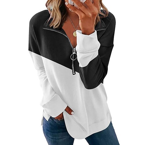 Women's Zip Hoodie Sweatshirt Casual Print Black Blue Gray Solid Color Loose Casual Half Zipper Long Sleeve S M L XL XXL 3XL
Women's Zip Hoodie Sweatshirt Casual Print Black Blue Gray Solid Color Loose Casual Half Zipper Long Sleeve S M L XL XXL 3XL