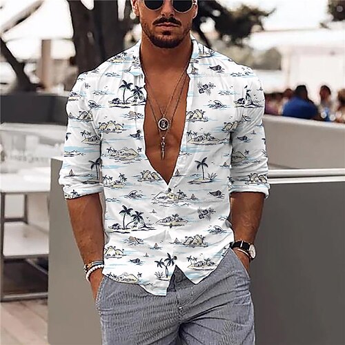 Men's Shirt Coconut Tree Turndown White Long Sleeve 3D Print Outdoor Street Button-Down Print Tops Fashion Designer Casual Breathable
Men's Shirt Coconut Tree Turndown White Long Sleeve 3D Print Outdoor Street Button-Down Print Tops Fashion Designer Casual Breathable