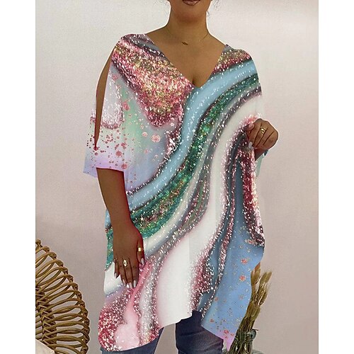 Women's T shirt Tee Blue Galaxy Sequins Cut Out Half Sleeve Casual Weekend Basic V Neck Regular S / Print
Women's T shirt Tee Blue Galaxy Sequins Cut Out Half Sleeve Casual Weekend Basic V Neck Regular S / Print