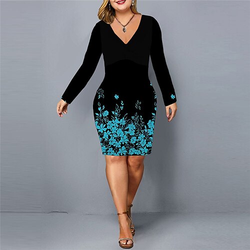 Women's Plus Size Work Dress Floral V Neck Print Long Sleeve Fall Spring Stylish Work Short Mini Dress Daily Vacation Dress / 3D Print
Women's Plus Size Work Dress Floral V Neck Print Long Sleeve Fall Spring Stylish Work Short Mini Dress Daily Vacation Dress / 3D Print