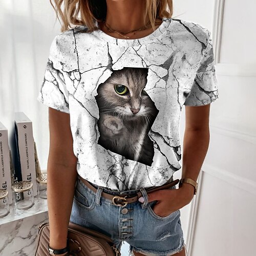 Women's T shirt Tee Cat 3D Casual Weekend 3D Cat Painting T shirt Tee Short Sleeve Print Round Neck Basic White S / 3D Print
Women's T shirt Tee Cat 3D Casual Weekend 3D Cat Painting T shirt Tee Short Sleeve Print Round Neck Basic White S / 3D Print