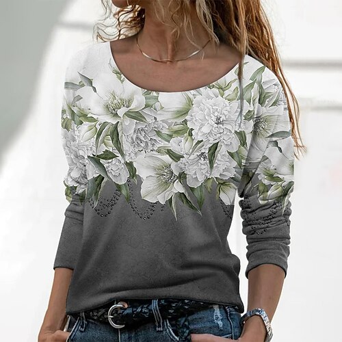 Women's T shirt Tee Green Blue Purple Floral Print Long Sleeve Casual Holiday Basic Round Neck Regular Floral Painting S / 3D Print
Women's T shirt Tee Green Blue Purple Floral Print Long Sleeve Casual Holiday Basic Round Neck Regular Floral Painting S / 3D Print