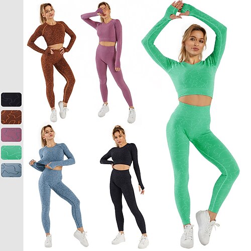 Women's Tracksuit Activewear Set Yoga Suit Winter 2 Piece Cut Out Stripes Leggings Crop Top Black Green Yoga Fitness Gym Workout Tummy Control Butt Lift Breathable Long Sleeve Sport Activewear
Women's Tracksuit Activewear Set Yoga Suit Winter 2 Piece Cut Out Stripes Leggings Crop Top Black Green Yoga Fitness Gym Workout Tummy Control Butt Lift Breathable Long Sleeve Sport Activewear
