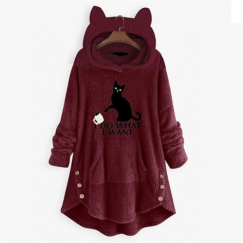 Women's Plus Size Tops Hoodie Sweatshirt Cat Letter Button Pocket Long Sleeve Hooded Casual Teddy Home Daily Polyester Winter Fall Pink Wine
Women's Plus Size Tops Hoodie Sweatshirt Cat Letter Button Pocket Long Sleeve Hooded Casual Teddy Home Daily Polyester Winter Fall Pink Wine