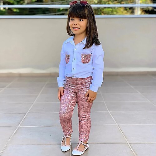jenteskjorte for barn & bukse klær sett 2 stykker lange ermer rosa paljett ferie daglig søt 2-8 år
jenteskjorte for barn & bukse klær sett 2 stykker lange ermer rosa paljett ferie daglig søt 2-8 år
