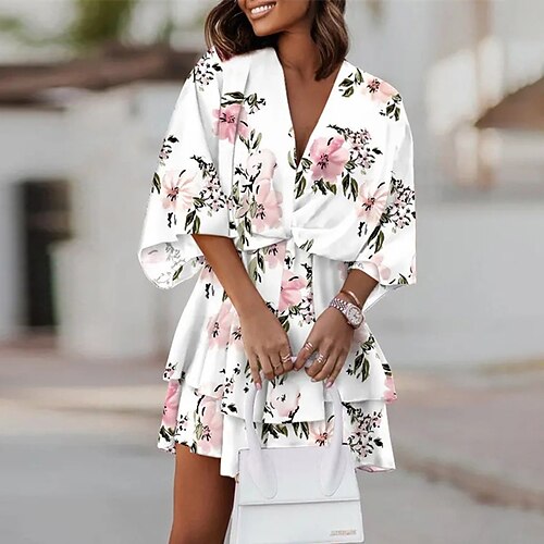 Women's Casual Dress A Line Dress Short Mini Dress White Black Blue Pink Dark Blue Half Sleeve Floral Print Print Fall Spring V Neck Casual Modern Mature Batwing Sleeve 2022 S M L XL XXL
Women's Casual Dress A Line Dress Short Mini Dress White Black Blue Pink Dark Blue Half Sleeve Floral Print Print Fall Spring V Neck Casual Modern Mature Batwing Sleeve 2022 S M L XL XXL
