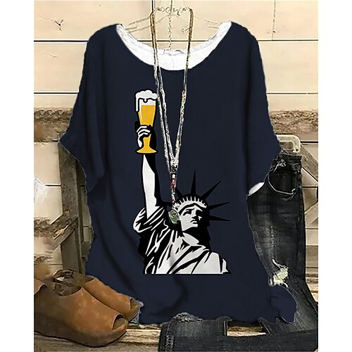 Women's Plus Size Tops Blouse Shirt Portrait Beer Print Short Sleeve Crewneck Streetwear Daily Vacation Polyester Spring Summer Navy Blue
Women's Plus Size Tops Blouse Shirt Portrait Beer Print Short Sleeve Crewneck Streetwear Daily Vacation Polyester Spring Summer Navy Blue