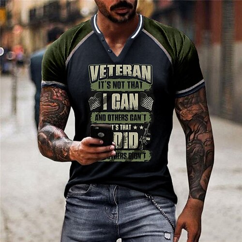 Men's Unisex T shirt Tee Color Block Letter Graphic Prints V Neck Army Green Short Sleeve 3D Print Outdoor Street Patchwork Button-Down Tops Sports Designer Casual Big and Tall / Summer / Summer
Men's Unisex T shirt Tee Color Block Letter Graphic Prints V Neck Army Green Short Sleeve 3D Print Outdoor Street Patchwork Button-Down Tops Sports Designer Casual Big and Tall / Summer / Summer