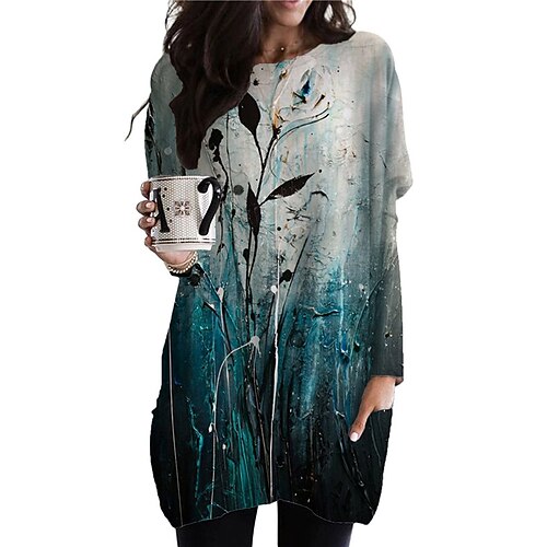 Women's Casual Dress Shift Dress Blue Long Sleeve Floral Pocket Winter Fall Crew Neck Winter Dress Fall Dress Loose Fit 2022 S M L XL XXL 3XL
Women's Casual Dress Shift Dress Blue Long Sleeve Floral Pocket Winter Fall Crew Neck Winter Dress Fall Dress Loose Fit 2022 S M L XL XXL 3XL