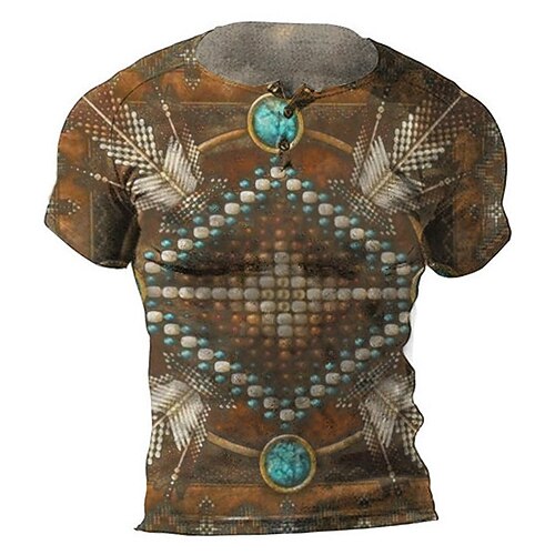 Men's T shirt Tee Henley Shirt Tee Graphic Henley Brown Short Sleeve 3D Print Indian Plus Size Outdoor Daily Button-Down Print Tops Basic Designer Casual Big and Tall / Summer / Summer / Sports 
Men's T shirt Tee Henley Shirt Tee Graphic Henley Brown Short Sleeve 3D Print Indian Plus Size Outdoor Daily Button-Down Print Tops Basic Designer Casual Big and Tall / Summer / Summer / Sports