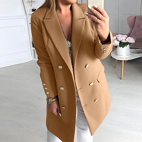 Women's Blazer Windproof Warm Outdoor Work Street Going out Button Pocket Oversized Double Breasted Lapel OL Style Casual Lady Street Style Solid Color Regular Fit Outerwear Long Sleeve Winter Fall
Women's Blazer Windproof Warm Outdoor Work Street Going out Button Pocket Oversized Double Breasted Lapel OL Style Casual Lady Street Style Solid Color Regular Fit Outerwear Long Sleeve Winter Fall