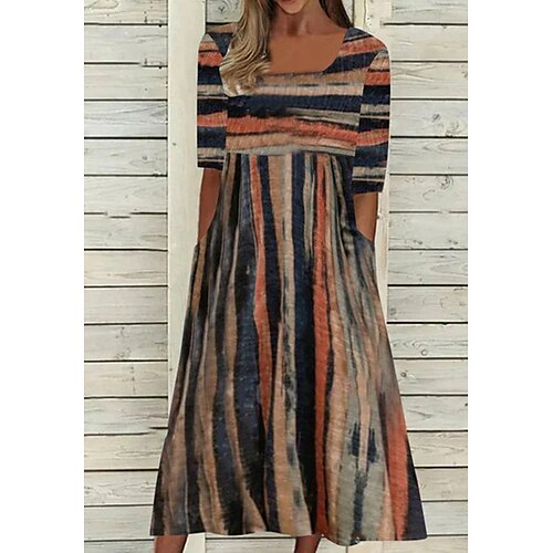 Women's Casual Dress Midi Dress Brown Half Sleeve Line Print Spring Summer Square Neck Modern Weekend 2022 S M L XL 2XL 3XL
Women's Casual Dress Midi Dress Brown Half Sleeve Line Print Spring Summer Square Neck Modern Weekend 2022 S M L XL 2XL 3XL