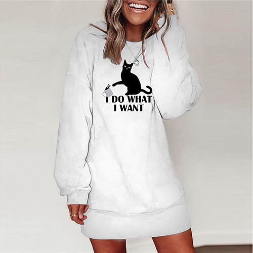 Women's T Shirt Dress Tee Dress Shift Dress Short Mini Dress White Blue Long Sleeve Cat Letter Animal Print Fall Winter Round Neck Casual Loose 2022 S M L XL XXL 3XL / Cotton
Women's T Shirt Dress Tee Dress Shift Dress Short Mini Dress White Blue Long Sleeve Cat Letter Animal Print Fall Winter Round Neck Casual Loose 2022 S M L XL XXL 3XL / Cotton