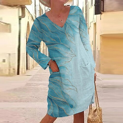 Women's T Shirt Dress Tee Dress Shift Dress Knee Length Dress White Light Blue Long Sleeve Floral Pocket Print Fall Winter V Neck Casual Modern Loose 2022 S M L XL XXL 3XL / Cotton / Casual Dress
Women's T Shirt Dress Tee Dress Shift Dress Knee Length Dress White Light Blue Long Sleeve Floral Pocket Print Fall Winter V Neck Casual Modern Loose 2022 S M L XL XXL 3XL / Cotton / Casual Dress