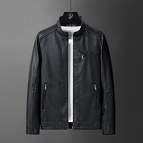 Men's Faux Leather Jacket Thermal Warm Rain Waterproof Warm Daily Motorcycle Zipper Stand Collar Simple Chic & Modern Jacket Outerwear Solid Color Full Zip Yellow Light Brown Coffee / Fall
Men's Faux Leather Jacket Thermal Warm Rain Waterproof Warm Daily Motorcycle Zipper Stand Collar Simple Chic & Modern Jacket Outerwear Solid Color Full Zip Yellow Light Brown Coffee / Fall