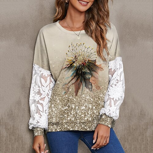 Women's Sweatshirt Pullover Active Streetwear Patchwork Print Yellow Floral Daily Round Neck Long Sleeve S M L XL / 3D Print
Women's Sweatshirt Pullover Active Streetwear Patchwork Print Yellow Floral Daily Round Neck Long Sleeve S M L XL / 3D Print