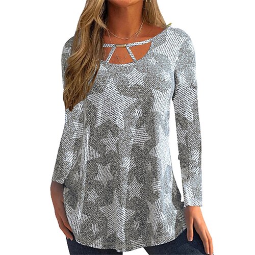 Women's T shirt Tee Star Casual Daily Geometric T shirt Tee Long Sleeve Print Round Neck Basic Blue Gray Purple S / 3D Print
Women's T shirt Tee Star Casual Daily Geometric T shirt Tee Long Sleeve Print Round Neck Basic Blue Gray Purple S / 3D Print