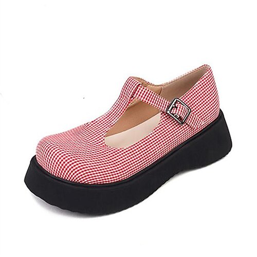 Women's Lolita Shoes Daily Lolita Summer Chunky Heel Round Toe Minimalism Synthetics T-Strap Plaid Black Red
Women's Lolita Shoes Daily Lolita Summer Chunky Heel Round Toe Minimalism Synthetics T-Strap Plaid Black Red